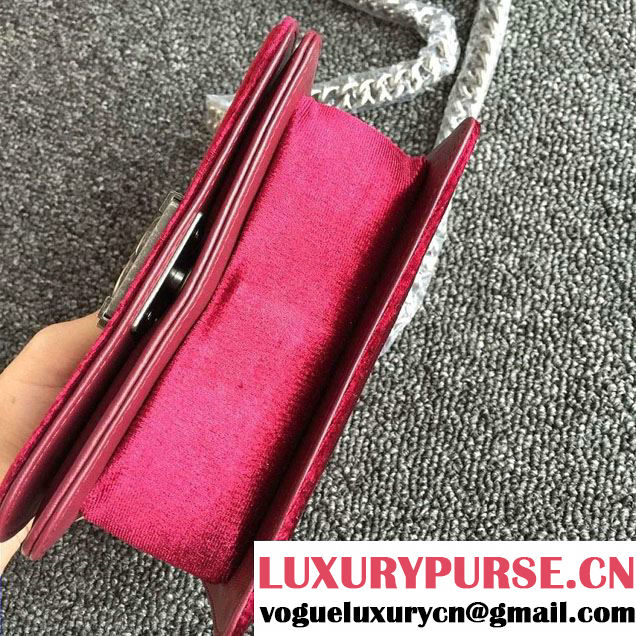 Chanel Velvet Mini Boy Flap Shoulder Bag Red