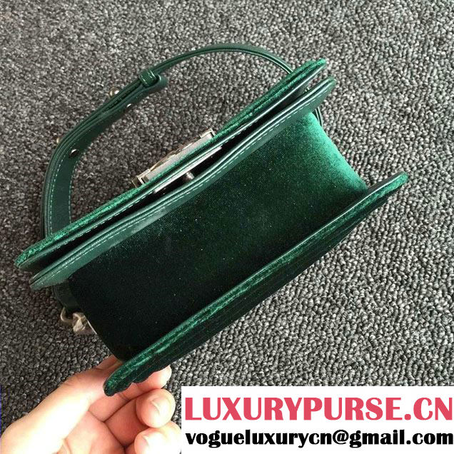 Chanel Velvet Mini Boy Flap Shoulder Bag Green