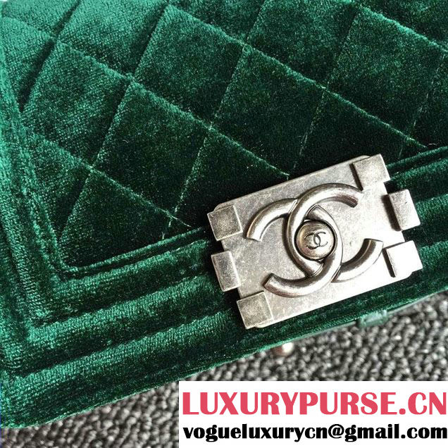 Chanel Velvet Mini Boy Flap Shoulder Bag Green