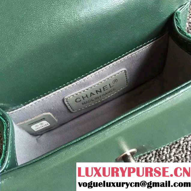 Chanel Velvet Mini Boy Flap Shoulder Bag Green