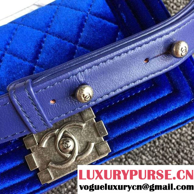 Chanel Velvet Mini Boy Flap Shoulder Bag Blue