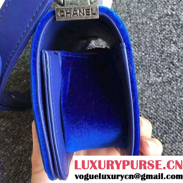 Chanel Velvet Mini Boy Flap Shoulder Bag Blue