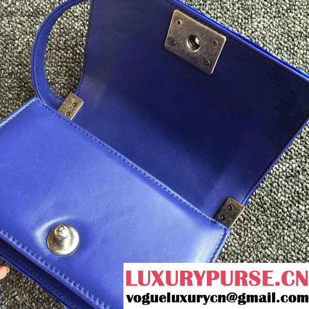 Chanel Velvet Mini Boy Flap Shoulder Bag Blue