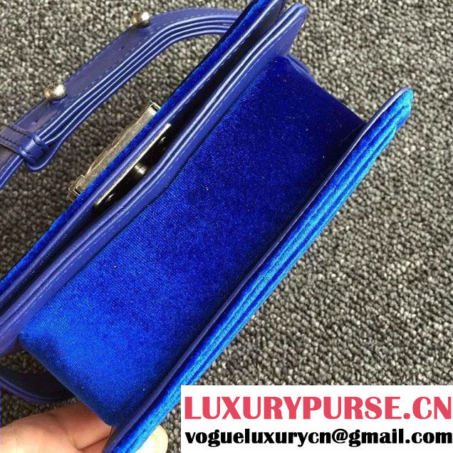 Chanel Velvet Mini Boy Flap Shoulder Bag Blue