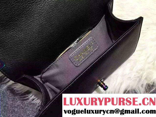 Chanel Iridescent Small Boy Flap Bag black with Rainbow Hardware 2015/2016