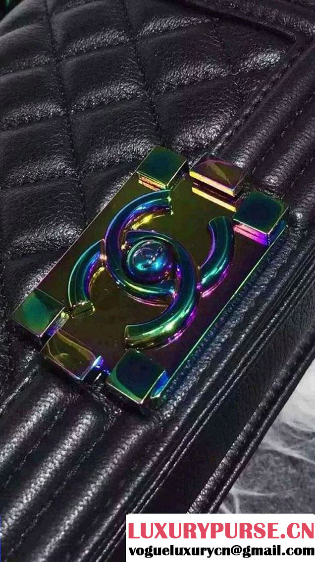 Chanel Iridescent Small Boy Flap Bag black with Rainbow Hardware 2015/2016