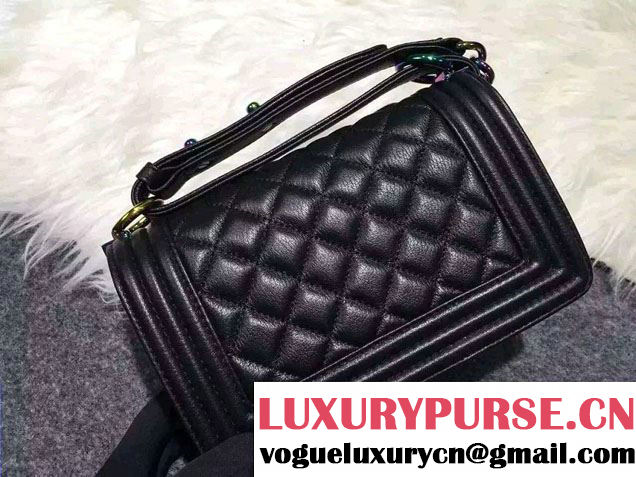 Chanel Iridescent Small Boy Flap Bag black with Rainbow Hardware 2015/2016