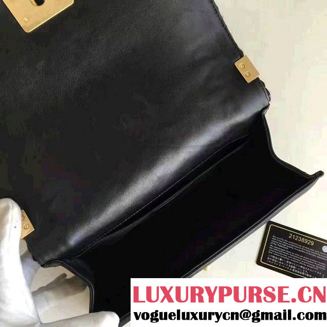 Chanel Lambskin/Grosgrain/Braid Boy Jacket Medium Bag Black 2016