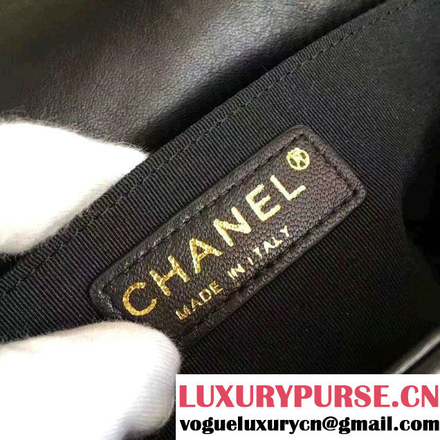 Chanel Lambskin/Grosgrain/Braid Boy Jacket Medium Bag Black 2016