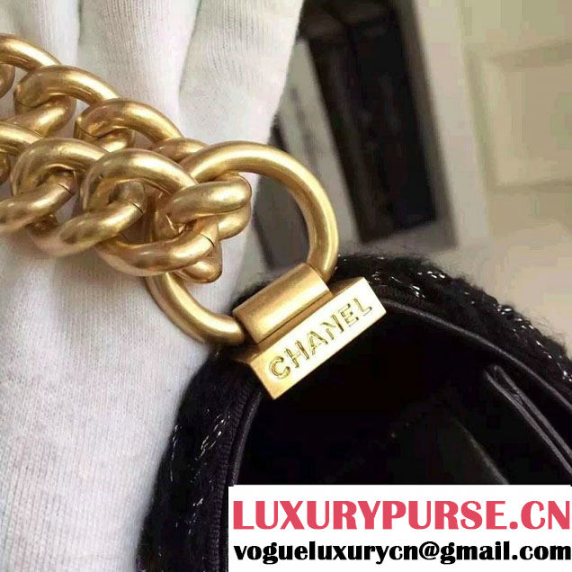 Chanel Lambskin/Grosgrain/Braid Boy Jacket Medium Bag Black 2016
