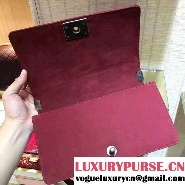 Chanel Suede Chevron Boy Flap Medium Bag Date Red Fall Winter 2016