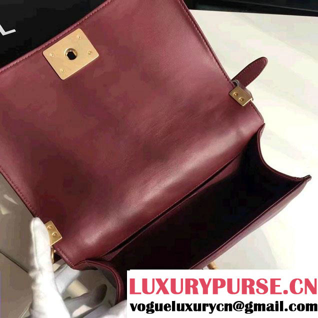 Chanel Lambskin/Grosgrain/Braid Boy Jacket Medium Bag Burgundy 2016