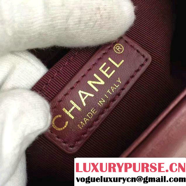 Chanel Lambskin/Grosgrain/Braid Boy Jacket Small Bag Burgundy 2016