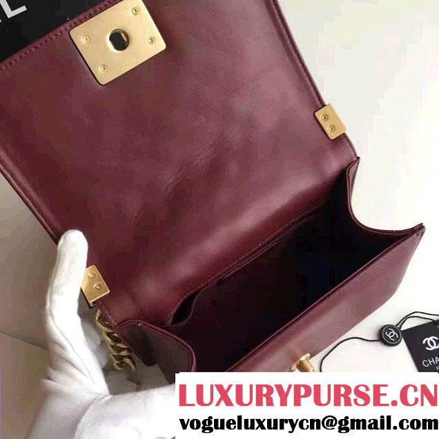Chanel Lambskin/Grosgrain/Braid Boy Jacket Small Bag Burgundy 2016