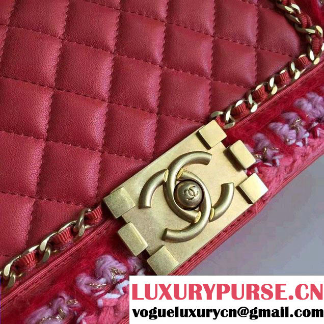 Chanel Lambskin/Grosgrain/Braid Boy Jacket Bag Coral Pink 2016