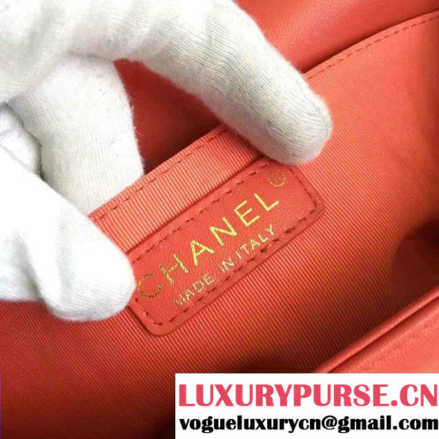 Chanel Lambskin/Grosgrain/Braid Boy Jacket Bag Coral Pink 2016