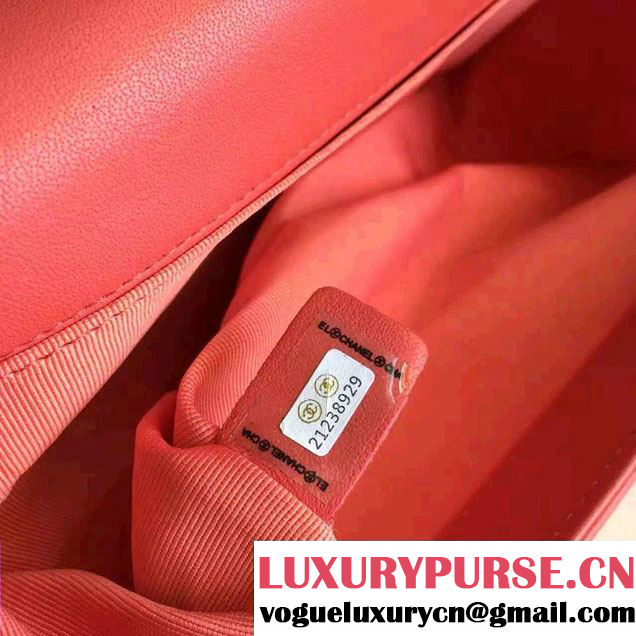 Chanel Lambskin/Grosgrain/Braid Boy Jacket Bag Coral Pink 2016