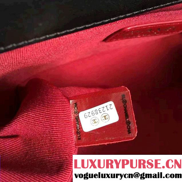 Chanel Lambskin and Braid Boy Flap Bag A67364 Black/White/Red 2016