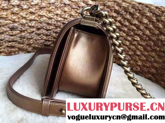 Chanel Pearl Leather Le Boy Flap Shoulder Medium Bag Gold