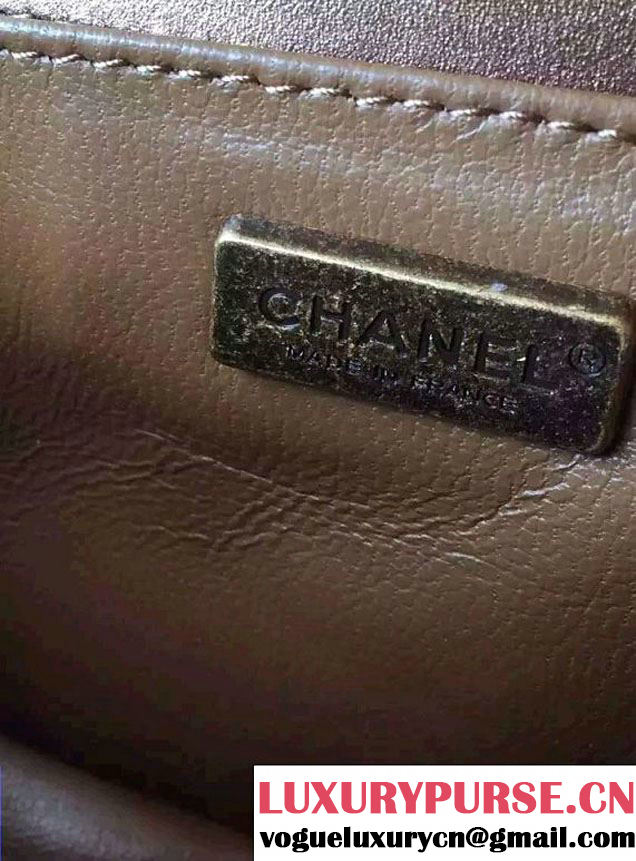 Chanel Pearl Leather Le Boy Flap Shoulder Medium Bag Gold