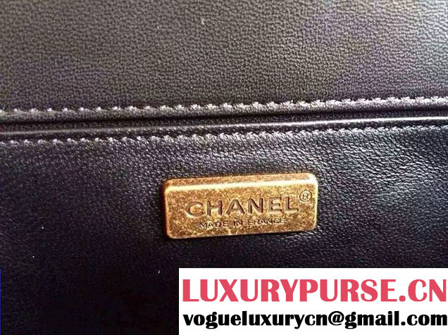 Chanel Pearl Leather Le Boy Flap Shoulder Medium Bag Black
