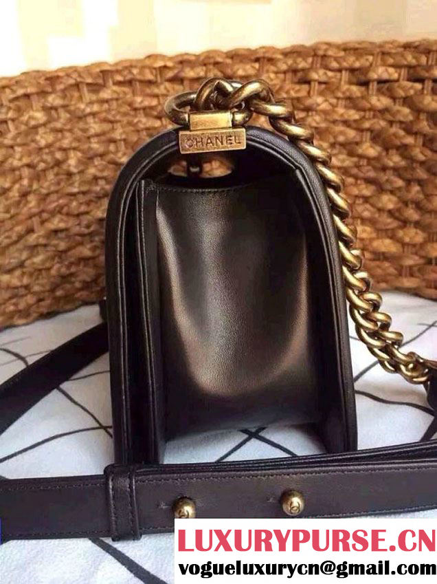 Chanel Pearl Leather Le Boy Flap Shoulder Medium Bag Black