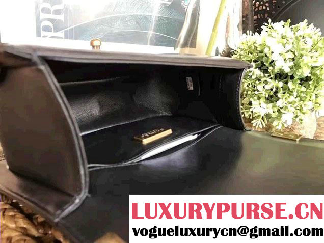 Chanel Pearl Leather Le Boy Flap Shoulder Small Bag Black/Gold