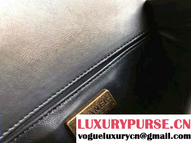Chanel Pearl Leather Le Boy Flap Shoulder Small Bag Black/Gold