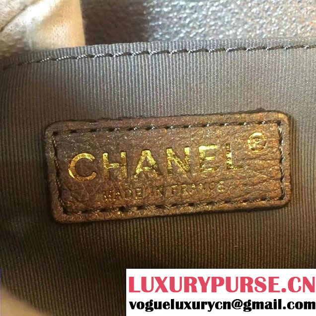 Chanel Grained Calfskin Boy Flap Shoulder Medium Bag Silver Gray Fall Winter 2016