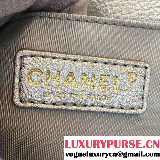 Chanel Grained Calfskin Boy Flap Shoulder Medium Bag Silver Fall Winter 2016