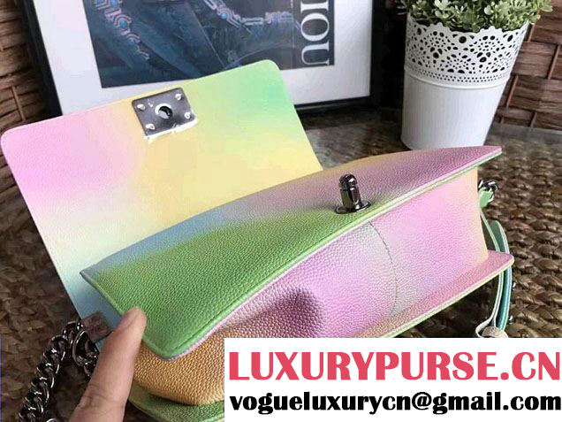 Chanel Multicolor Printed Grained Calfskin Rainbow Boy Flap Medium Bag 03 Cruise 2017