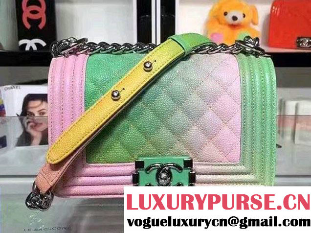 Chanel Multicolor Printed Grained Calfskin Rainbow Boy Flap Small Bag 03 Cruise 2017