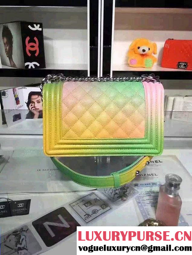 Chanel Multicolor Printed Grained Calfskin Rainbow Boy Flap Small Bag 03 Cruise 2017