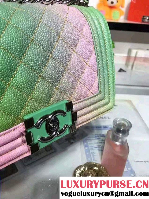 Chanel Multicolor Printed Grained Calfskin Rainbow Boy Flap Small Bag 03 Cruise 2017