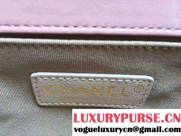 Chanel Interlaced Chain Chevron Boy Flap Shoulder Medium Bag Pink 2017
