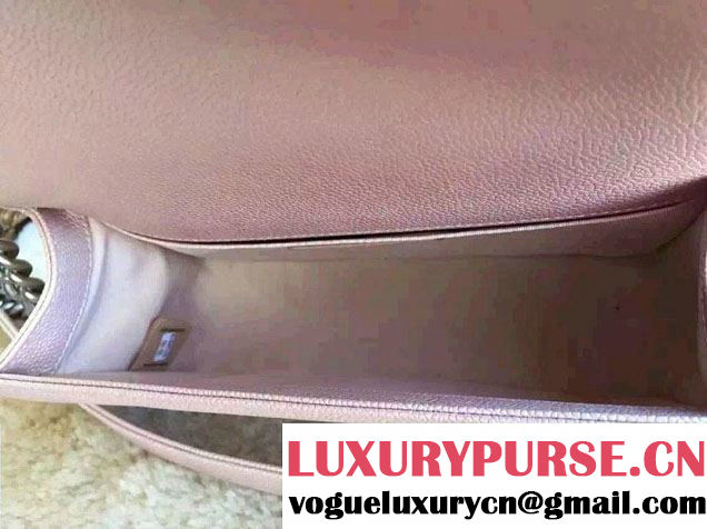 Chanel Medium Boy Flap Shoulder Bag A67086 in Caviar Leather Pink Gold 2017