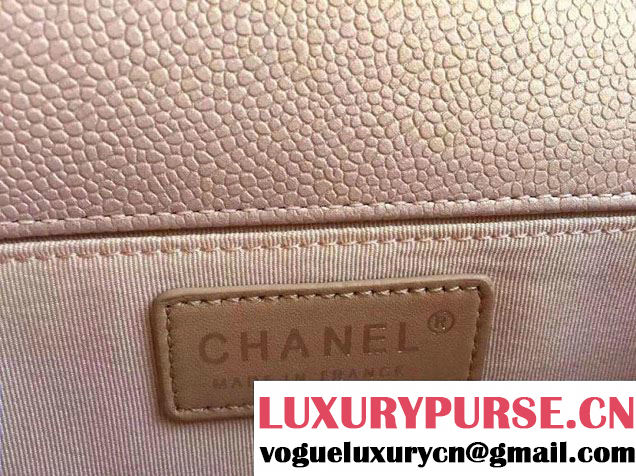Chanel Medium Boy Flap Shoulder Bag A67086 in Caviar Leather Pink Gold 2017