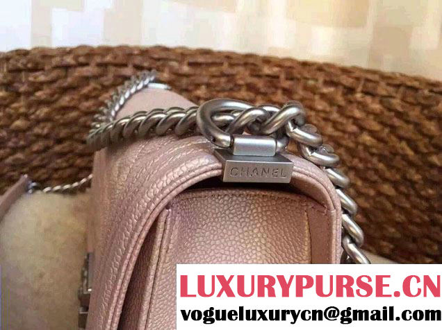 Chanel Medium Boy Flap Shoulder Bag A67086 in Caviar Leather Pink Gold 2017