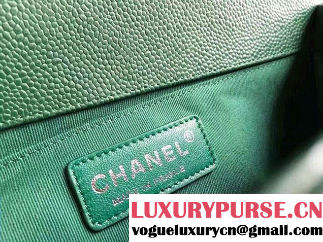 Chanel Medium Boy Flap Shoulder Bag A67086 in Caviar Leather Green 2017