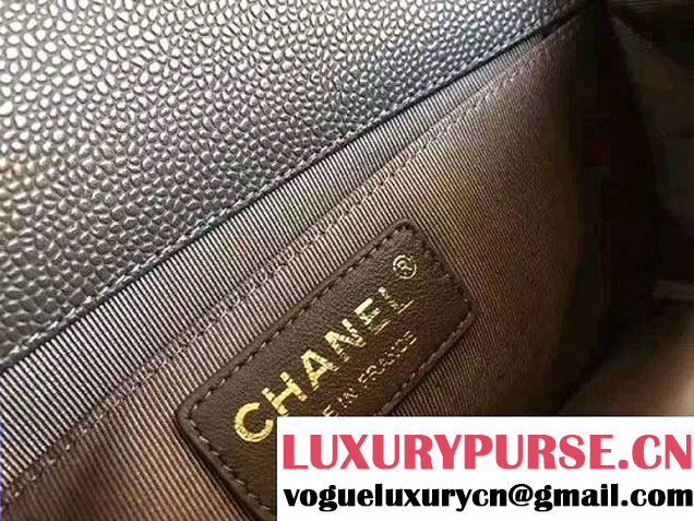 Chanel Medium Boy Flap Shoulder Bag A67086 in Caviar Leather Olive Green 2017