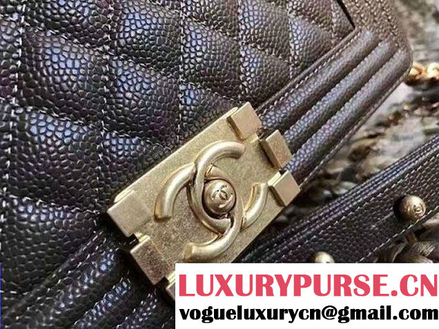 Chanel Medium Boy Flap Shoulder Bag A67086 in Caviar Leather Olive Green 2017