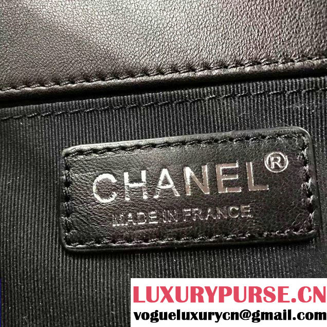 Chanel Chevron Sequins Embellishment Boy Flap Bag Black 2017