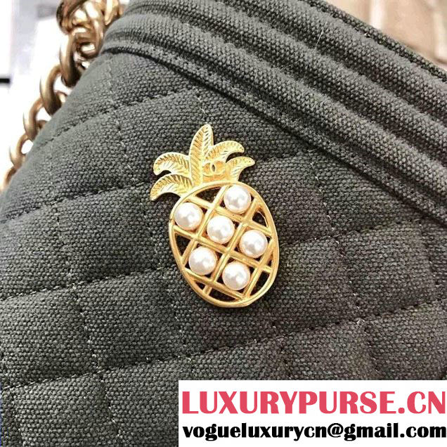 Chanel Canvas Charms Medium Boy Flap Bag Army Green Cruise 2017