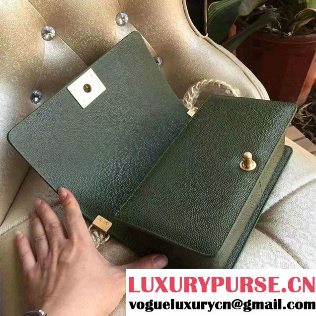 Chanel Medium Boy Flap Shoulder Bag A67086 in Caviar Leather Army Green 2017