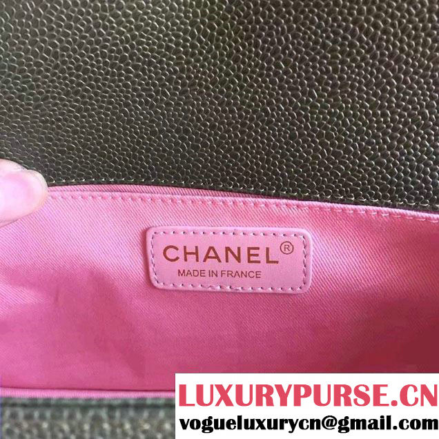 Chanel Medium Boy Flap Shoulder Bag A67086 in Caviar Leather Army Green 2017