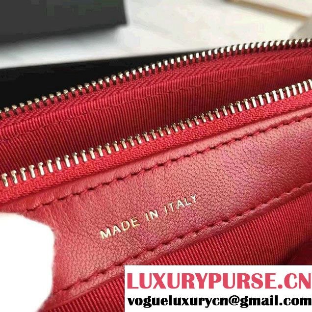 Chanel Lambskin Boy Double Zipped Small Clutch Chain Phone Holder Bag A84069 Red 2017