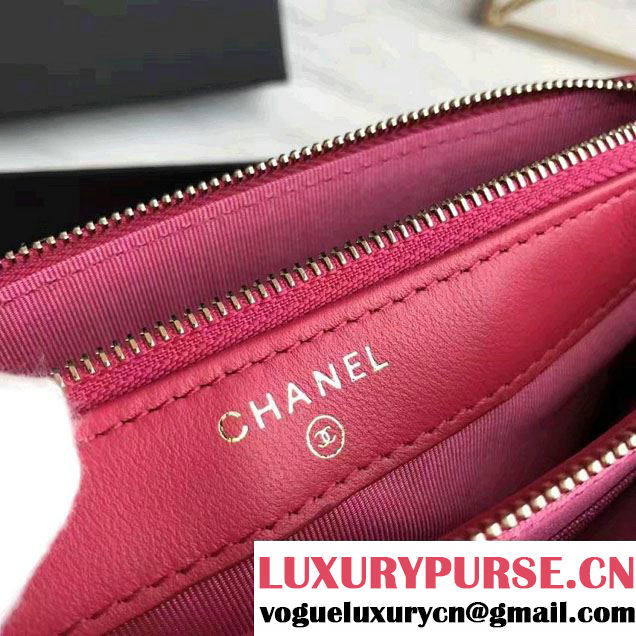 Chanel Lambskin Boy Double Zipped Small Clutch Chain Phone Holder Bag A84069 Peach 2017