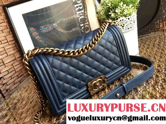 Chanel Medium Boy Flap Shoulder Bag A67086 in Caviar Leather Green 2017