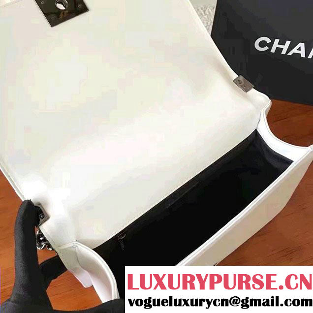 Chanel Two-Tone Black Metal Boy Flap New Medium Bag A92193 White/Black 2017
