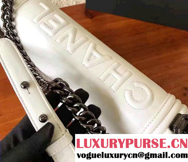 Chanel Two-Tone Black Metal Boy Flap New Medium Bag A92193 White/Black 2017